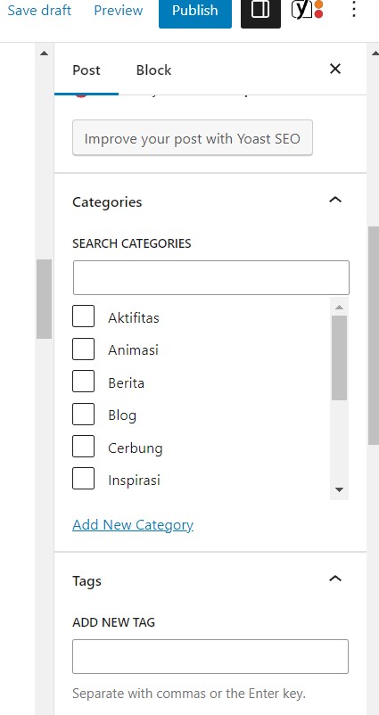 kategori dan tag wordpress